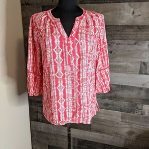 Gloria Vanderbilt pink and white top XL